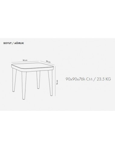 Tilia Osaka Masa 90x90 Kare Camlı