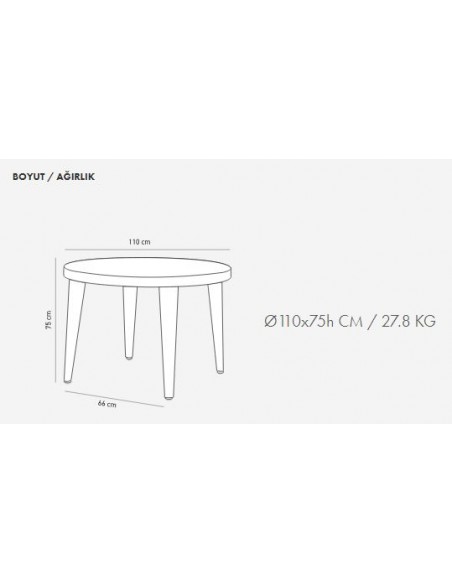 Tilia Osaka Masa 110Q Yuvarlak Camlı