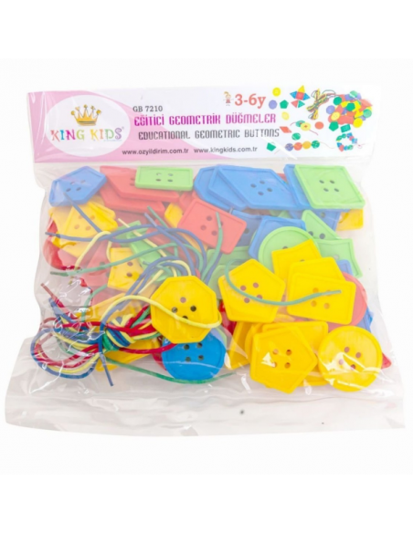 King Kids İpli Geometrik Düğmeler 96 Parça GB 7210