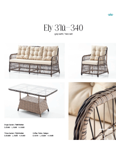 Turquaz Garden Ely 3'lü Çay Seti