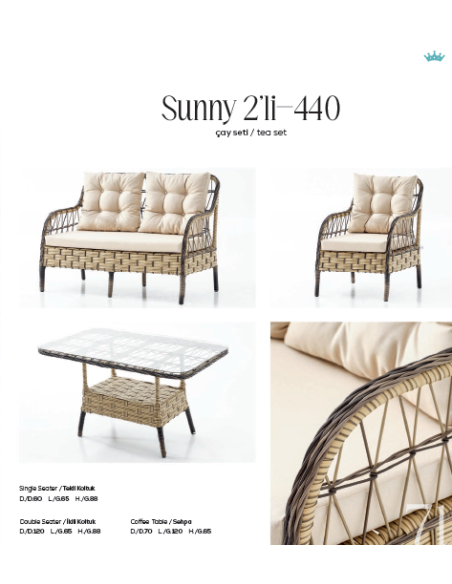 Turquaz Garden Sunny 2'li Çay Seti