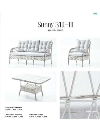 Turquaz Garden Sunny 3'lü Çay Seti