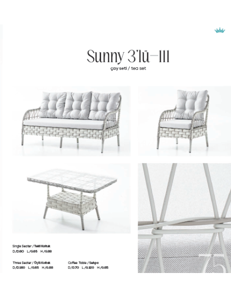 Turquaz Garden Sunny 3'lü Çay Seti