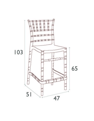 Siesta Chiavari Bar Sandalyesi 65 cm